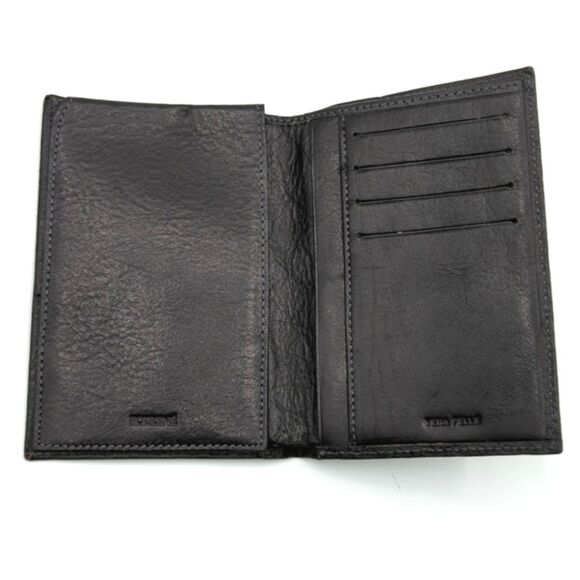 Roi Rene Made in Italy Black Trifold Pebbled Leather Wallet - Picture 2 of 7